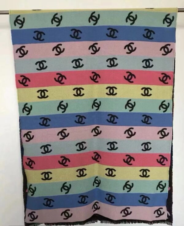Chanel Limited Edition Colorful Striped Scarf - Image 5