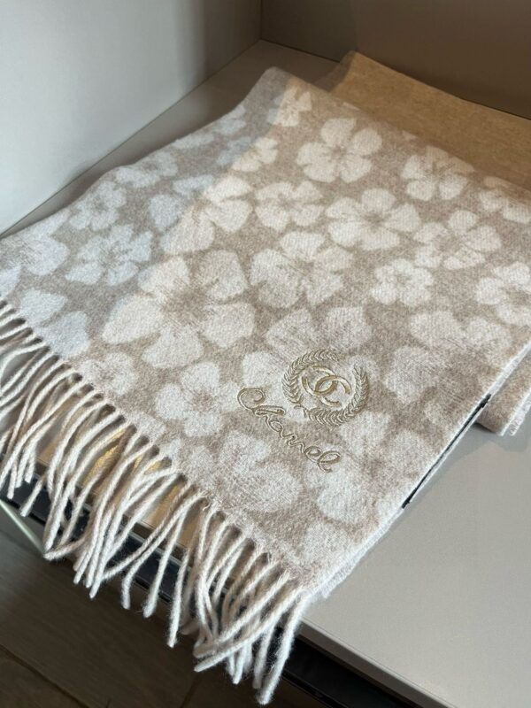 Chanel fringe edge cashmere scarf