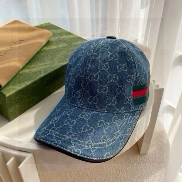 GUCCI double G denim jacquard baseball cap