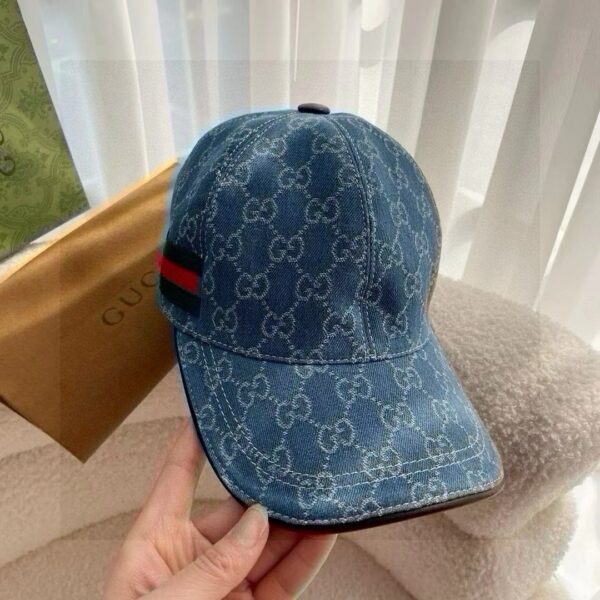 GUCCI double G denim jacquard baseball cap - Image 3