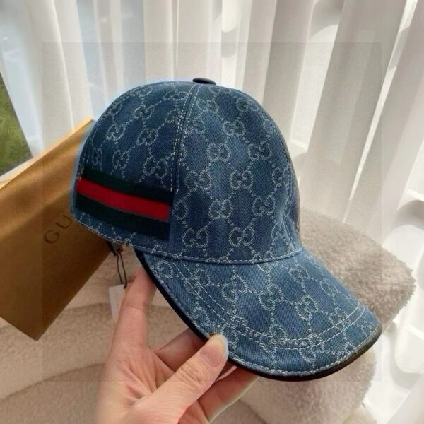 GUCCI double G denim jacquard baseball cap - Image 4