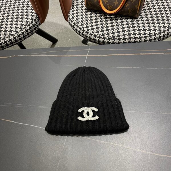 CHANEL rabbit fur knitted hat