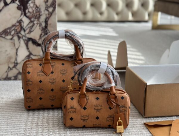 MCM ELLA Mini Boston Bag Crossbody Bag Handbag Bowling Bag Women's Bag Commuter Bag Classic Print