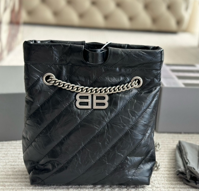 Balenciaga Brand Logo Handheld Cross Shoulder Bag Medium Women's Black