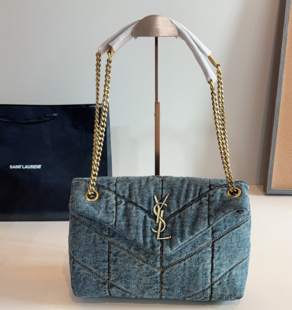Saint Laurent ladies' PUFFER small denim blue handbag crossbody bag chain bag