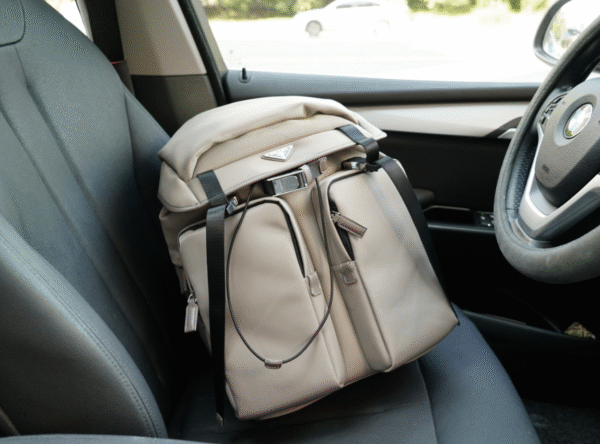 Prada men's Re Nylon leather trimmed backpack