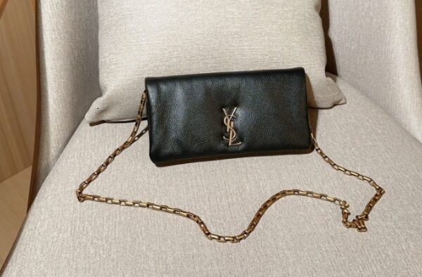 Saint Laurent women's chain wallet in black, comfortable and fashionable
