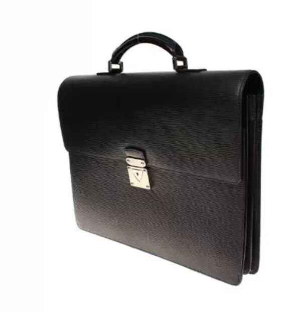 Louis Vuitton black EPI leather men's handheld briefcase, men's bag, pure color