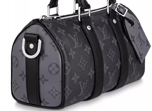Louis Vuitton 24 new style LV men's bag black floral pattern Keepall 25 pillow bag messenger bag