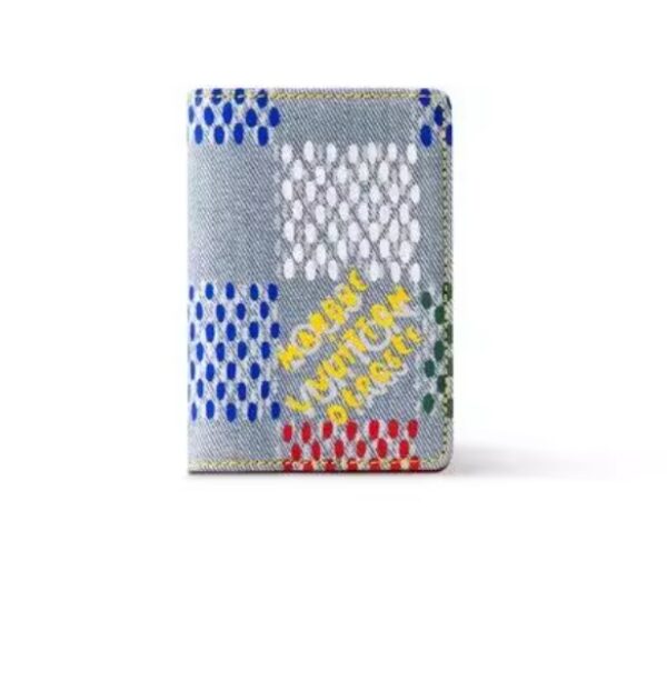 Louis Vuitton men's washed blue checkerboard denim pocket storage bag
