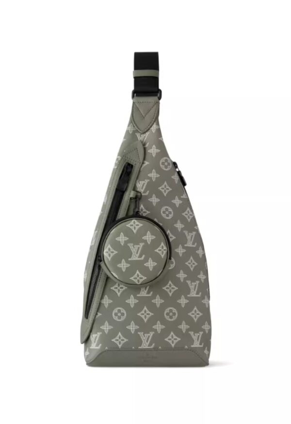 Louis Vuitton men's single shoulder crossbody bag, olive green shadow cowhide detachable bag, new model
