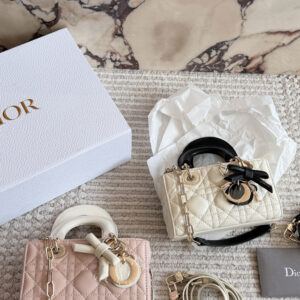 2026 - Dior color-blocked bow 🎀Dior Lady new long style lambskin 🎁